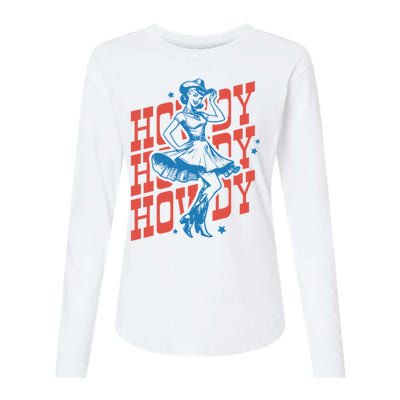 Vintage Western Howdy Rodeo Women Cowgirl Concert Womens Cotton Relaxed Long Sleeve T-Shirt