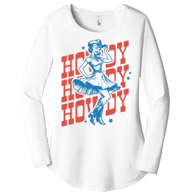 Vintage Western Howdy Rodeo Women Cowgirl Concert Women's Perfect Tri Tunic Long Sleeve Shirt