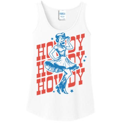 Vintage Western Howdy Rodeo Women Cowgirl Concert Ladies Essential Tank