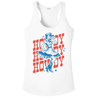 Vintage Western Howdy Rodeo Women Cowgirl Concert Ladies PosiCharge Competitor Racerback Tank