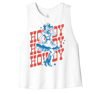 Vintage Western Howdy Rodeo Women Cowgirl Concert Women's Racerback Cropped Tank