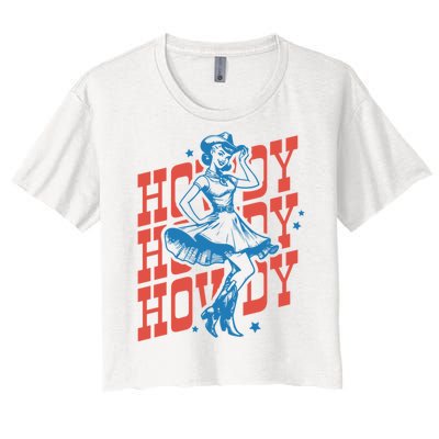 Vintage Western Howdy Rodeo Women Cowgirl Concert Women's Crop Top Tee