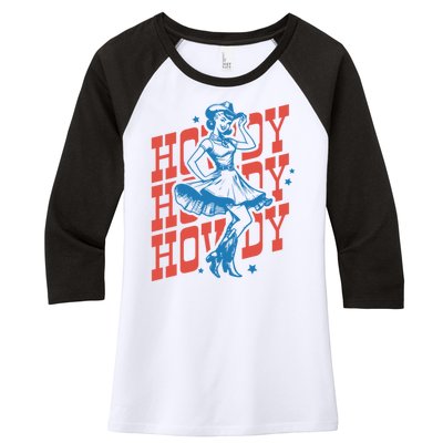 Vintage Western Howdy Rodeo Women Cowgirl Concert Women's Tri-Blend 3/4-Sleeve Raglan Shirt