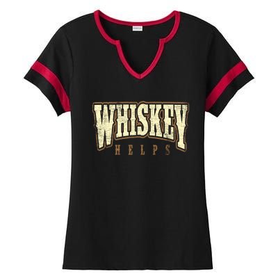 Vintage Whiskey Helps Designer Cute Gift Sweater Ladies Halftime Notch Neck Tee