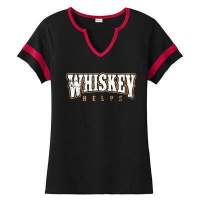 Vintage Whiskey Helps Designer Ladies Halftime Notch Neck Tee