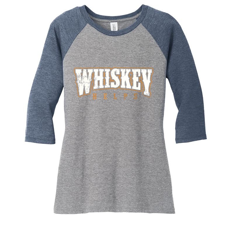 Vintage Whiskey Helps Designer Women's Tri-Blend 3/4-Sleeve Raglan Shirt