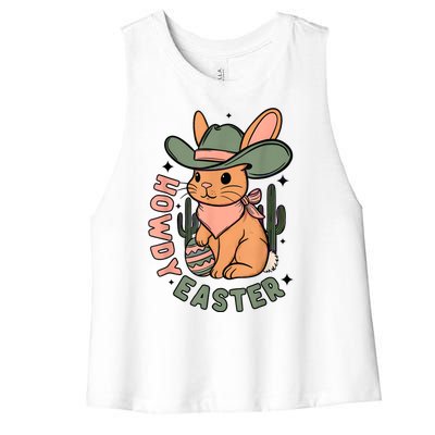 Vintage Western Howdy Easter 2024 Women's Racerback Cropped Tank