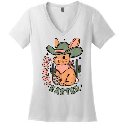 Vintage Western Howdy Easter 2024 Women's V-Neck T-Shirt