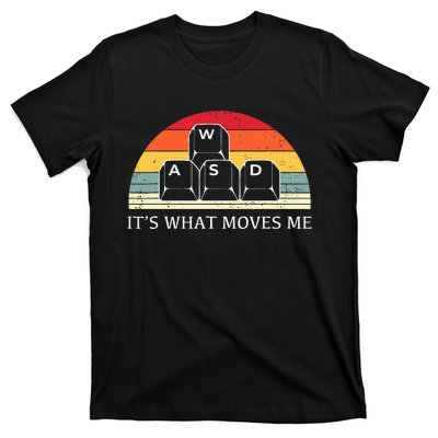 Vintage WASD It's What Moves Me Keycaps Computer Video Gamer T-Shirt