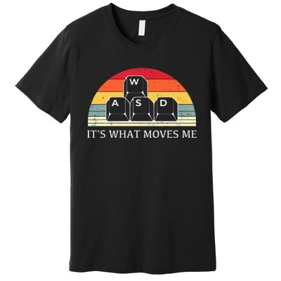 Vintage WASD It's What Moves Me Keycaps Computer Video Gamer Premium T-Shirt