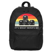 Vintage Wasd ItS What Moves Me Keycaps Computer Video Gamer 16 in Basic Backpack