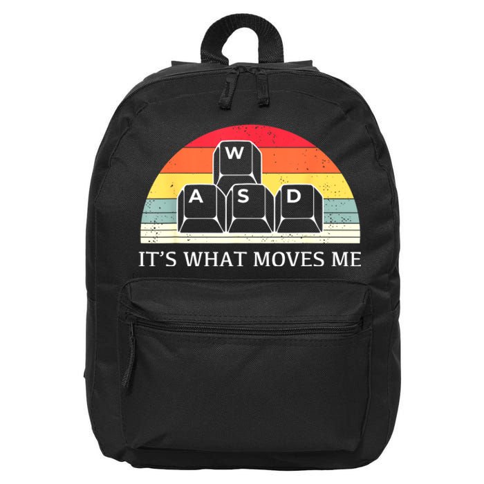 Vintage Wasd ItS What Moves Me Keycaps Computer Video Gamer 16 in Basic Backpack