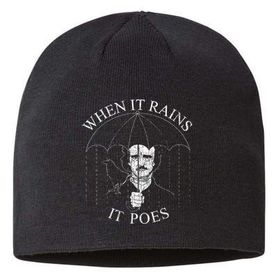 Vintage When It Rains It Poes Funny Edgar Allan Poe Sustainable Beanie