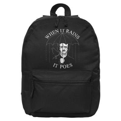 Vintage When It Rains It Poes Funny Edgar Allan Poe 16 in Basic Backpack