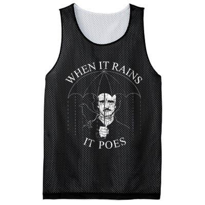 Vintage When It Rains It Poes Funny Edgar Allan Poe Mesh Reversible Basketball Jersey Tank