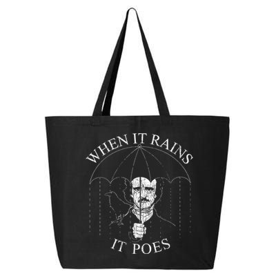 Vintage When It Rains It Poes Funny Edgar Allan Poe 25L Jumbo Tote