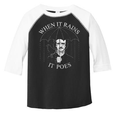 Vintage When It Rains It Poes Funny Edgar Allan Poe Toddler Fine Jersey T-Shirt