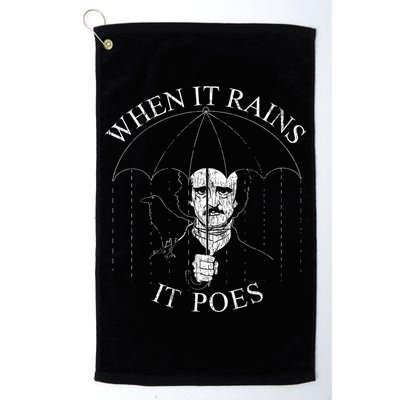 Vintage When It Rains It Poes Funny Edgar Allan Poe Golf Towel