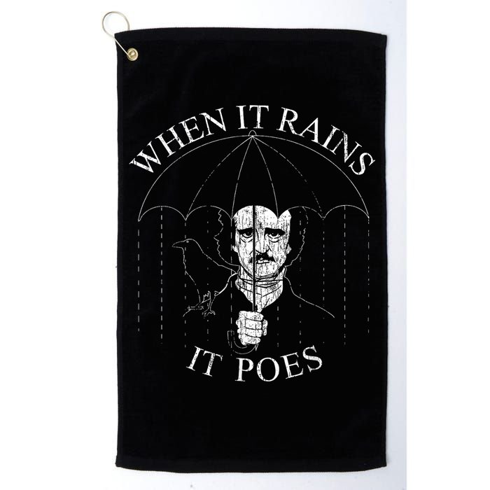 Vintage When It Rains It Poes Funny Edgar Allan Poe Golf Towel