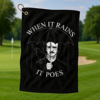 Vintage When It Rains It Poes Funny Edgar Allan Poe Golf Towel