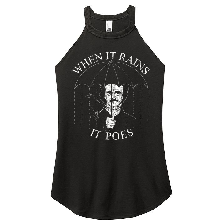 Vintage When It Rains It Poes Funny Edgar Allan Poe Women's Perfect Tri Rocker Tank
