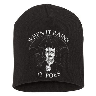 Vintage When It Rains It Poes Funny Edgar Allan Poe Short Acrylic Beanie
