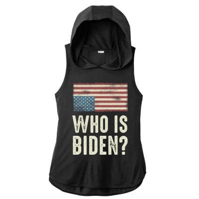 Vintage Who Is Biden? Emergency Flag Gift Ladies PosiCharge Tri-Blend Wicking Draft Hoodie Tank