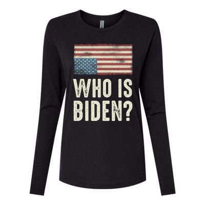 Vintage Who Is Biden? Emergency Flag Gift Womens Cotton Relaxed Long Sleeve T-Shirt