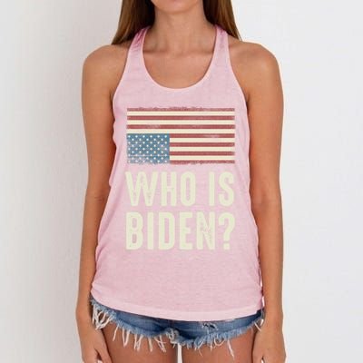 Vintage Who Is Biden? Emergency Flag Gift Women's Knotted Racerback Tank