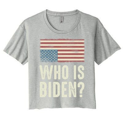 Vintage Who Is Biden? Emergency Flag Gift Women's Crop Top Tee