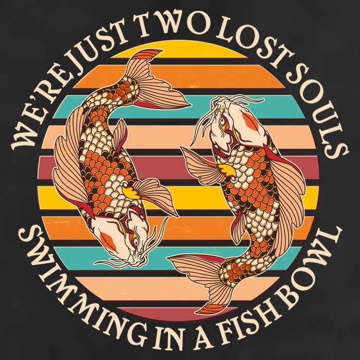 Vintage We're Just Two Lost Souls Swimming In A Fish Bowl Koi Fish Trucker Hat