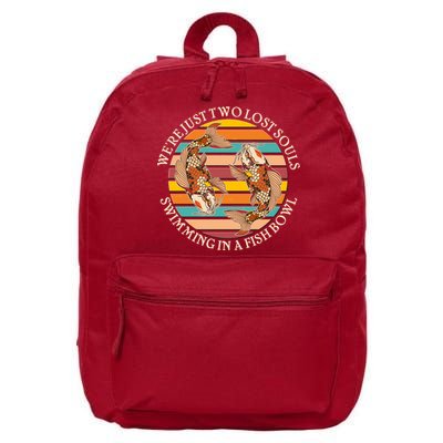 Vintage We're Just Two Lost Souls Swimming In A Fish Bowl Koi Fish 16 in Basic Backpack