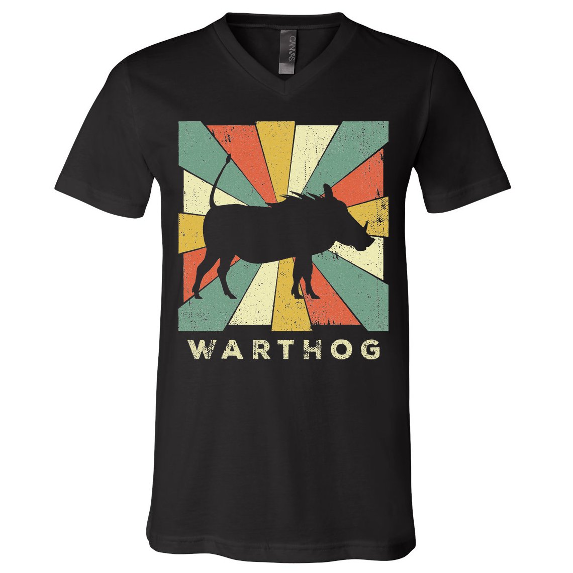 Vintage Warthog Lover Retro Style Animal V-Neck T-Shirt