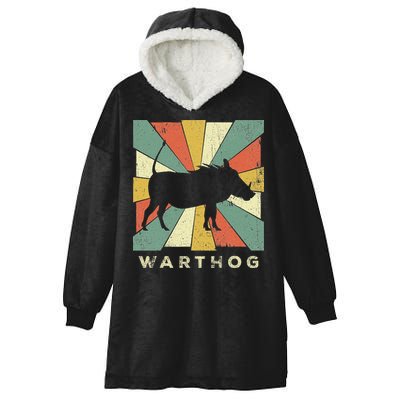Vintage Warthog Lover Retro Style Animal Hooded Wearable Blanket