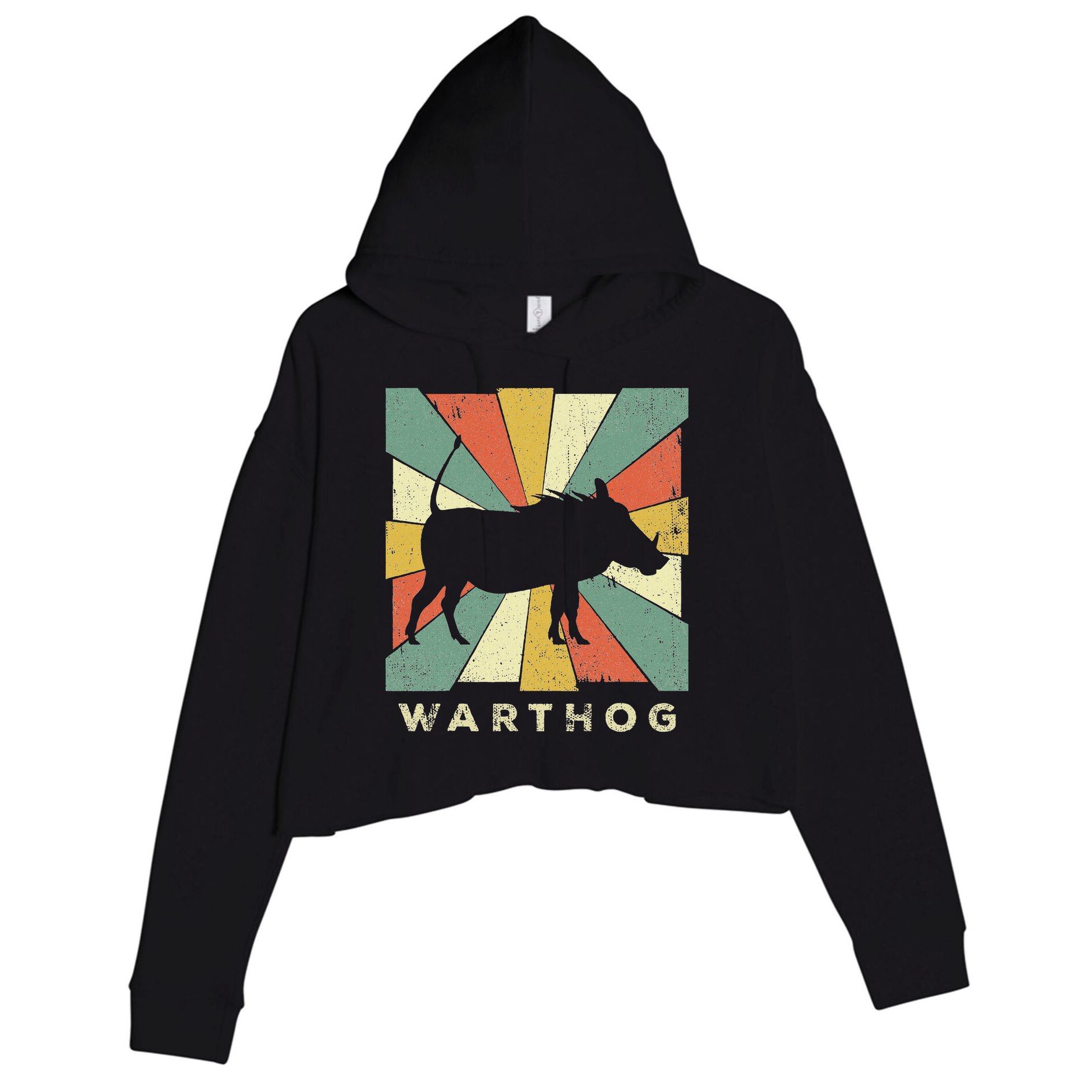 Vintage Warthog Lover Retro Style Animal Crop Fleece Hoodie