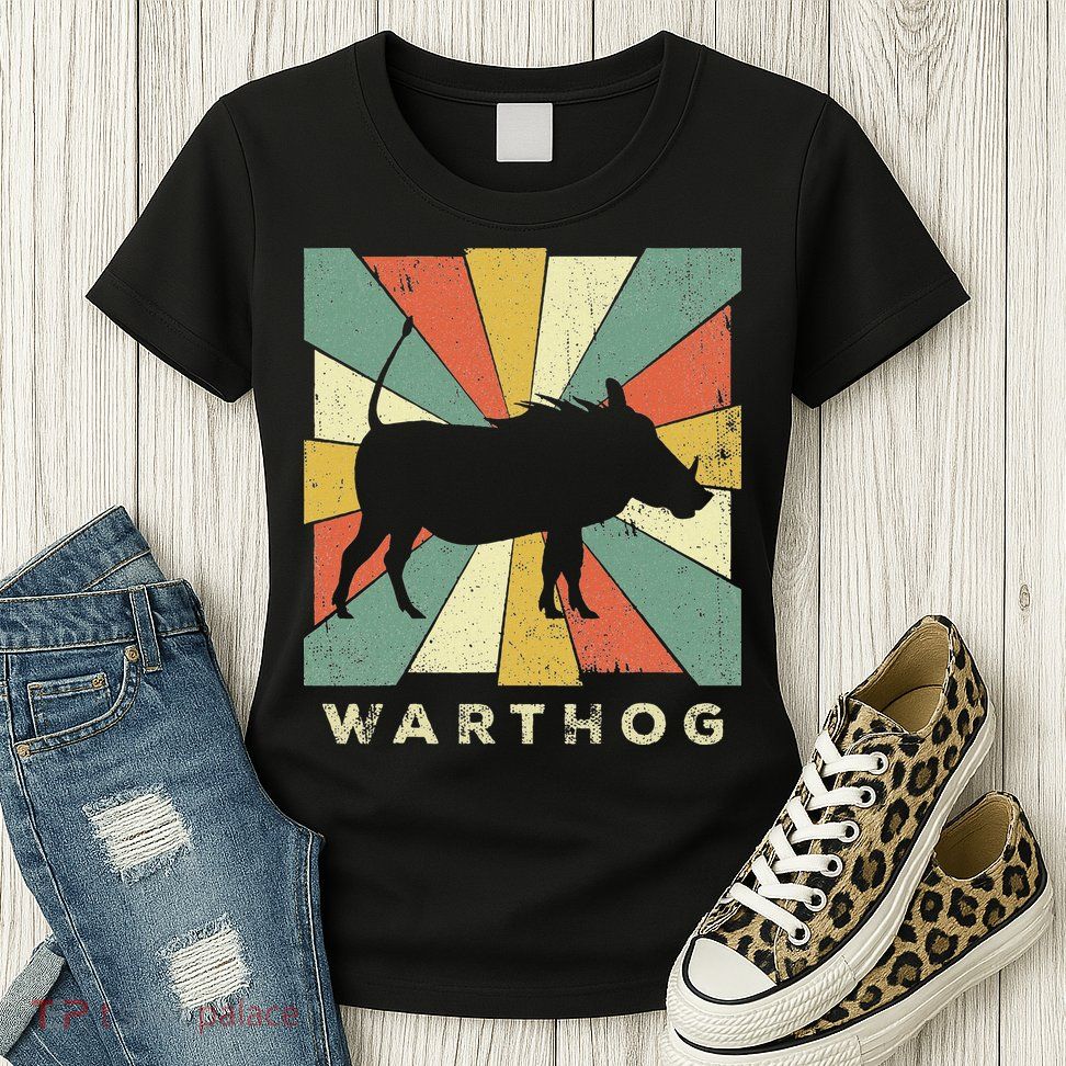 Vintage Warthog Lover Retro Style Animal Womens T-Shirt