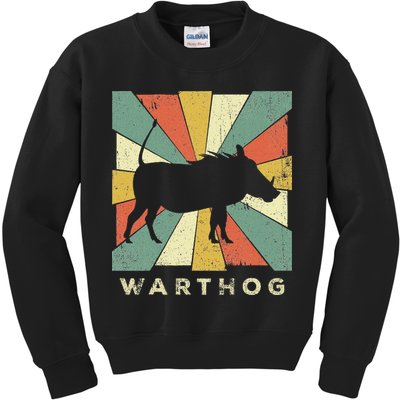 Vintage Warthog Lover Retro Style Animal Kids Sweatshirt