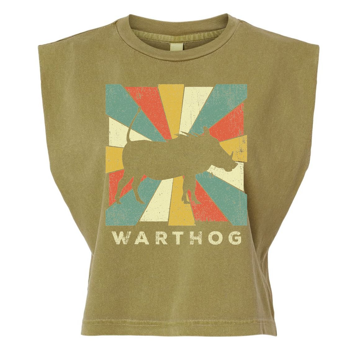 Vintage Warthog Lover Retro Style Animal Garment-Dyed Women's Muscle Tee