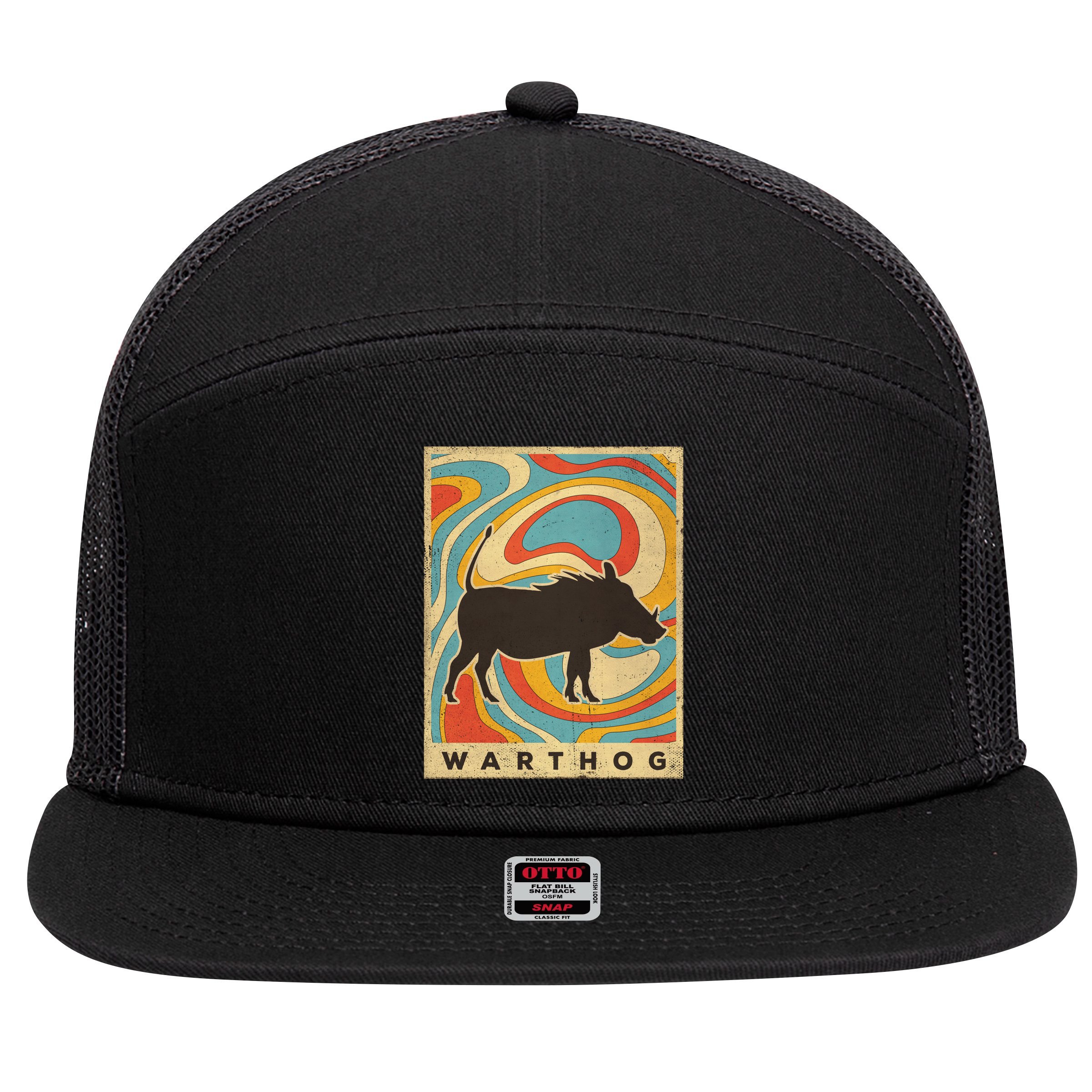Vintage Warthog Lover Animal Retro Style Funny Gift 7 Panel Mesh Trucker Snapback Hat