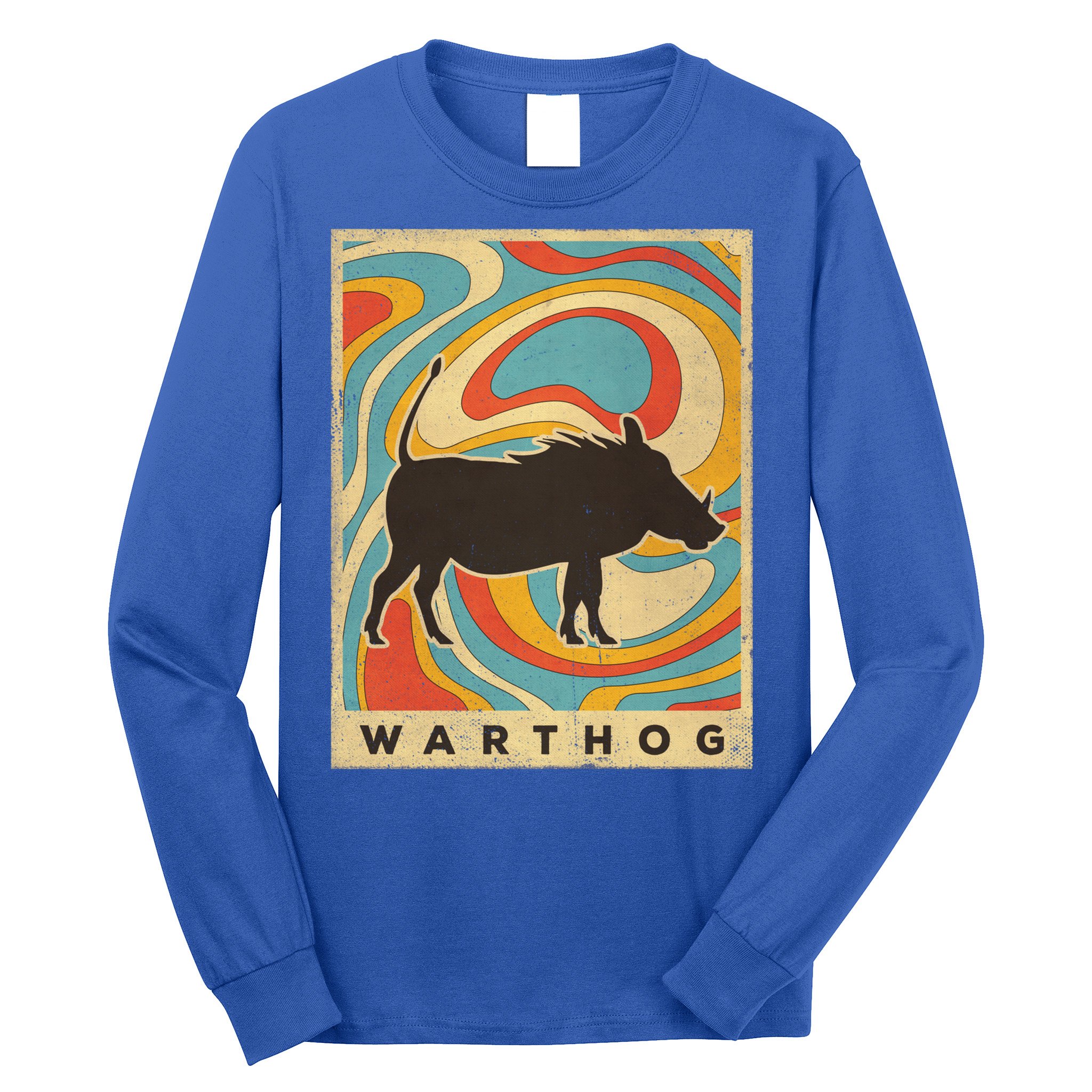 Vintage Warthog Lover Animal Retro Style Funny Gift Long Sleeve Shirt