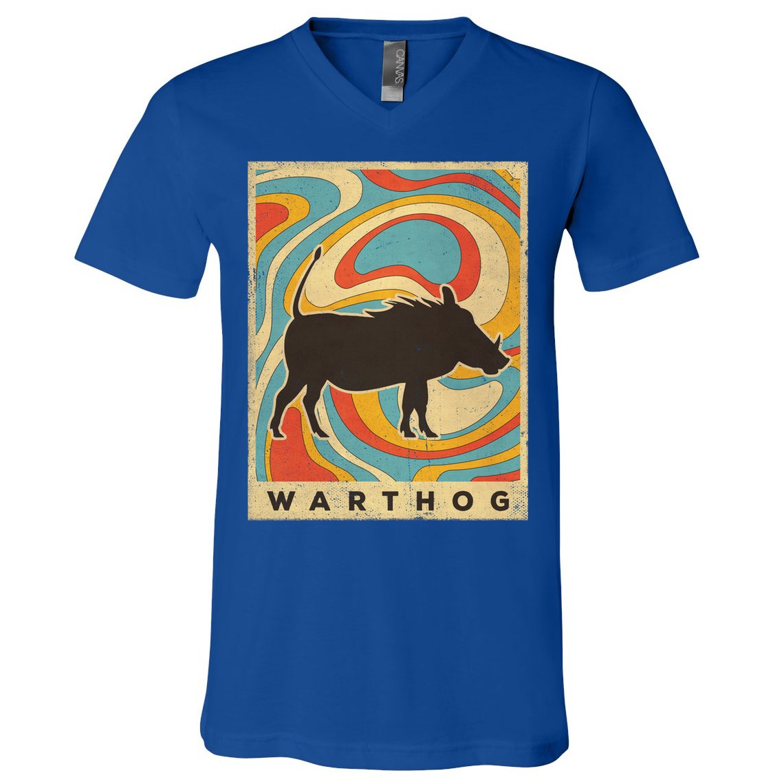 Vintage Warthog Lover Animal Retro Style Funny Gift V-Neck T-Shirt