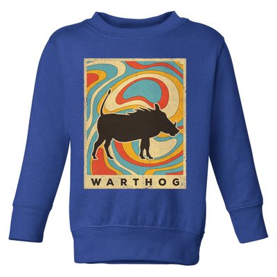 Vintage Warthog Lover Animal Retro Style Funny Gift Toddler Sweatshirt