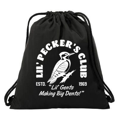 Vintage Woodpecker Lil Peckers Club Estd 1969 Lil Gents Making Big Dents Drawstring Bag