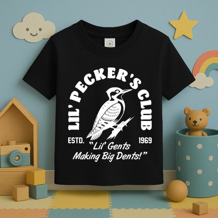 Vintage Woodpecker Lil Peckers Club Estd 1969 Lil Gents Making Big Dents Toddler T-Shirt