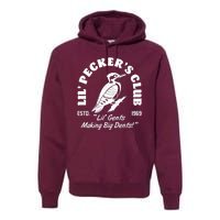 Vintage Woodpecker Lil Peckers Club Estd 1969 Lil Gents Making Big Dents Premium Hoodie