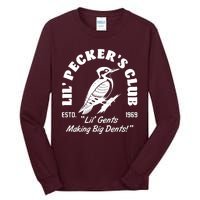 Vintage Woodpecker Lil Peckers Club Estd 1969 Lil Gents Making Big Dents Tall Long Sleeve T-Shirt