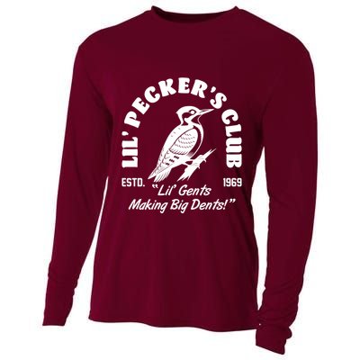 Vintage Woodpecker Lil Peckers Club Estd 1969 Lil Gents Making Big Dents Cooling Performance Long Sleeve Crew