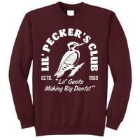 Vintage Woodpecker Lil Peckers Club Estd 1969 Lil Gents Making Big Dents Tall Sweatshirt