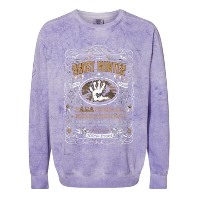 Vintage Whiskey Label Ghost Hunter Colorblast Crewneck Sweatshirt