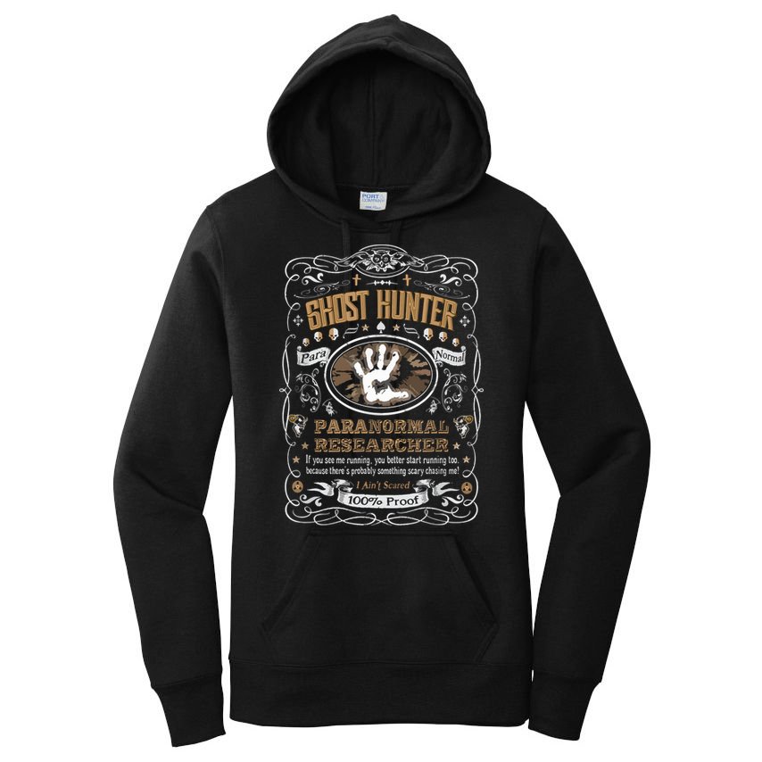 Vintage Whiskey Label Ghost Hunter Women's Pullover Hoodie